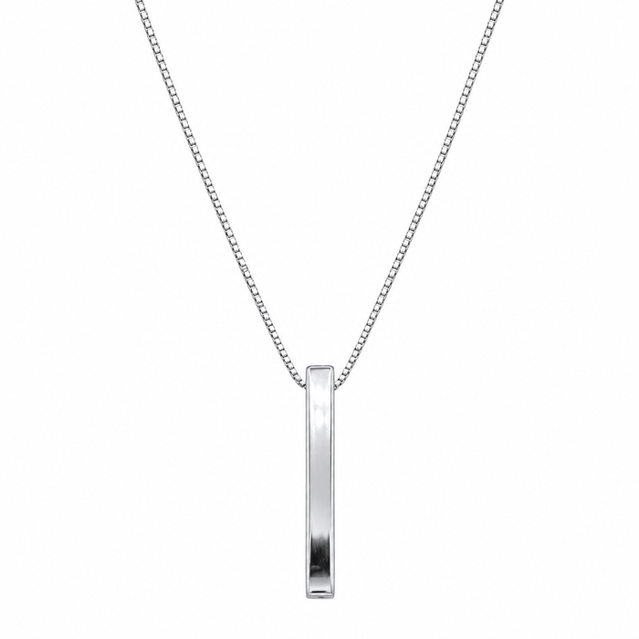Plated 925 Sterling Silver Drop Down Engraveable Bar Necklace - DIN00108