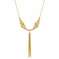Plated 925 Sterling Silver Multi Beaded Tassle Necklace - DIN00060