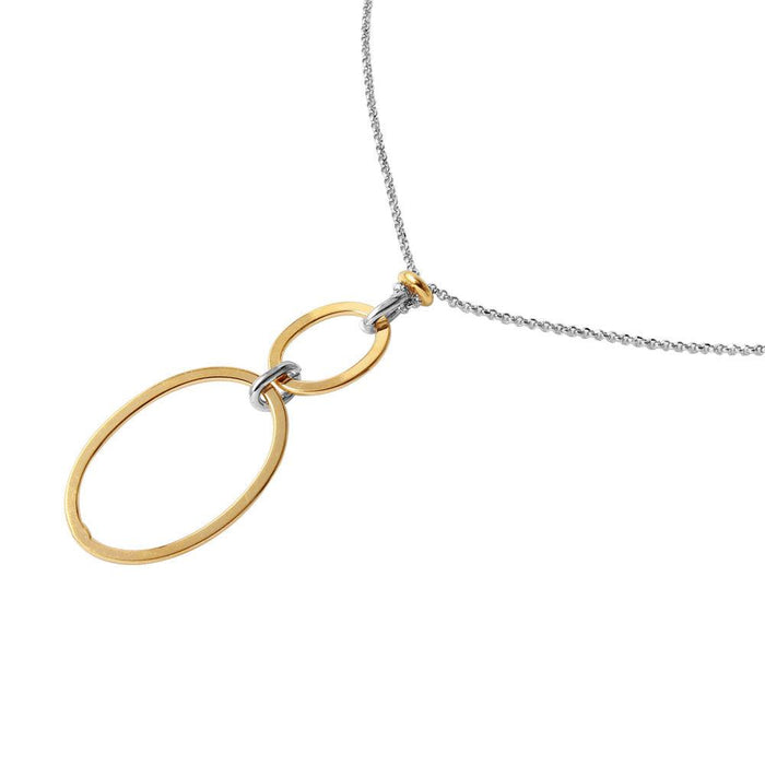 Plated Silver 925 Sterling Silver Italian Chain Necklace with Dangling Loops Pendant - ITN00097
