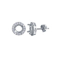 Silver 925 Platinum Plated Round Clear CZ Mounting Earrings - BGE00707 | Silver Palace Inc.