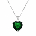 Rhodium Plated 922 Sterling Silver Large Colored Birthstone CZ Heart Pendant Necklace - BGP00730 | BGP00732