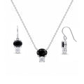 Rhodium Plated 925 Silver Black & Clear CZ Dangling Hook Earring and Necklace Set - STS00286 | Silver Palace Inc.