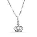Rhodium Plated 925 Silver CZ Crown Mounting Pendant Necklace - BGP01283