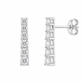 Rhodium Plated 925 Silver Graduated Round CZ Stud Earrings - BGE00402