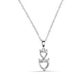 Rhodium Plated 925 Silver Personalized 2 Heart Drop Mounting Necklace - BGP01086