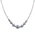 Silver 925 Rhodium Plated 15 Beads Necklace - SOP00089 | Silver Palace Inc.