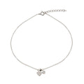 Rhodium Plated 925 Sterling Silver 2 Dangling Hearts Clear CZ Anklet - STA00001 | Silver Palace Inc.