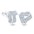 Rhodium Plated 925 Sterling Silver 3 Layer Knot CZ Stud Earrings - BGE00743