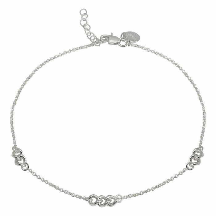Silver 925 Rhodium Plated 3 Link Anklets - DIA00006RH | Silver Palace Inc.