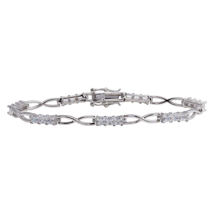 Silver 925 Rhodium Plated 4.4mm Infinity Link CZ Tennis Bracelet - BGB00318CLR | Silver Palace Inc.