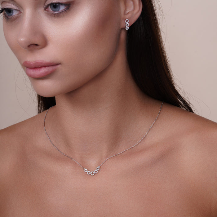 Rhodium Plated 925 Sterling Silver 5 Circle CZ Set - BGS00548