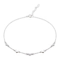 Silver 925 Rhodium Plated 5 Heart CZ Anklet - BGF00027 | Silver Palace Inc.