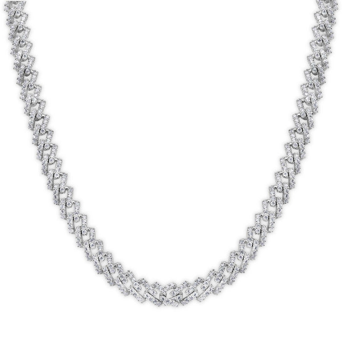 Rhodium Plated 925 Sterling Silver 5.5mm CZ Encrusted Monaco Chain or Bracelet - GMN00212 GMB00129