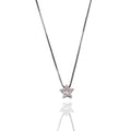 Rhodium Plated 925 Sterling Silver 6.9mm Star on Adjustable Box Chain Necklace - GCP00008RH