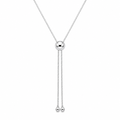 Rhodium Plated 925 Sterling Silver Adjustable Box Slider Chain - DIN00099RH