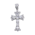 Rhodium Plated 925 Sterling Silver Baguette CZ Cross Hip Hop Pendant - SLP00104 | Silver Palace Inc.