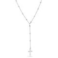 Rhodium Plated 925 Sterling Silver Beaded Rosary Necklace - GCP00004-RH