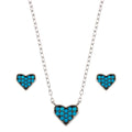 Rhodium Plated 925 Sterling Silver Blue Heart Cluster Set - STS00538-BLU | Silver Palace Inc.