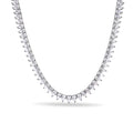 Rhodium Plated 925 Sterling Silver Bridal Pear Cut Clear CZ 5mm Tennis Necklace - GMN00221