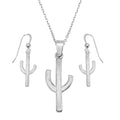 Silver 925 Rhodium Plated Cactus Design Set - SOS00008 | Silver Palace Inc.