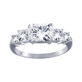 Rhodium Plated 925 Sterling Silver Clear 5 Stone Set CZ Bridal Ring - BGR00017 | Silver Palace Inc.