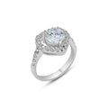 Rhodium Plated 925 Sterling Silver Clear Center CZ Heart Bridal Ring - BGR00390 | Silver Palace Inc.