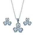 Rhodium Plated 925 Sterling Silver Clear Clover Leaf CZ Matching Set - BGS00104 | Silver Palace Inc.
