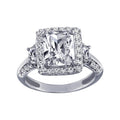 Rhodium Plated 925 Sterling Silver Clear Cluster CZ Square Ring - ACR00009 | Silver Palace Inc.