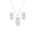 Silver 925 Rhodium Plated Clear CZ Hanging Pearl Butterfly Set - BGS00319 | Silver Palace Inc.