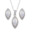 Silver 925 Rhodium Plated Clear CZ Marquise Shape CZ Set - STS00515 | Silver Palace Inc.