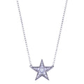 Rhodium Plated 925 Sterling Silver Clear CZ Star Necklace - BGP01410 | Silver Palace Inc.