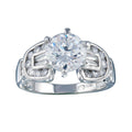 Rhodium Plated 925 Sterling Silver Clear Round Center CZ Bridal Ring - BGR00280 | Silver Palace Inc.