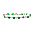 Silver 925 Rhodium Plated Green CZ Link Bracelet - BGB00331GRN | Silver Palace Inc. #colored_green