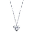Rhodium Plated 925 Sterling Silver Creased Heart Necklace - STP01828 | Silver Palace Inc.
