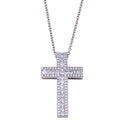 Rhodium Plated 925 Sterling Silver Cross CZ Necklace - BGP01432 | Silver Palace Inc.