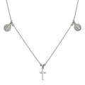 Silver 925 Rhodium Cross With Religious Charms Necklace - ARN00049RH | Silver Palace Inc.