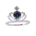 Silver 925 Rhodium Plated Crown Synthetic Mystic Topaz CZ Ring - BGR01255 | Silver Palace Inc.