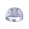 Rhodium Plated 925 Sterling Silver Crucifix Anchor CZ Hip Hop Ring - GMR00326 | Silver Palace Inc.