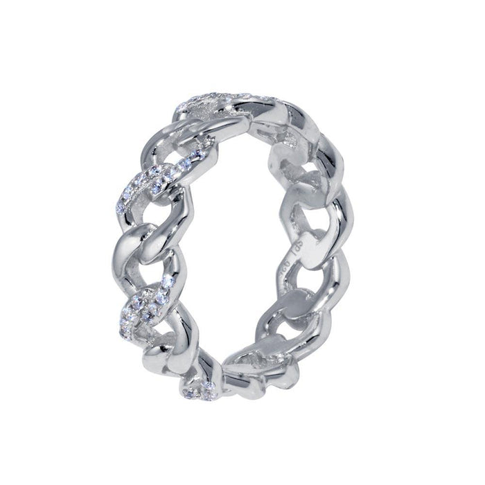 Rhodium Plated 925 Sterling Silver Curb Design Link Ring 5.8mm - STR01129RH