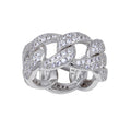 Rhodium Plated 925 Sterling Silver Curb Design Link Ring 9.8mm - STR01130RH | Silver Palace Inc.