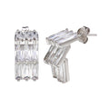 Silver 925 Rhodium Plated Curved Hanging Earrings - STE01150RH | Silver Palace Inc.