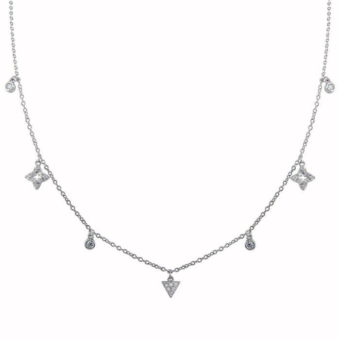 Silver 925 Rhodium Plated CZ Charm Necklace - BGP01344 | Silver Palace Inc.