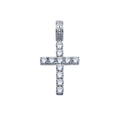 Rhodium Plated 925 Sterling Silver CZ Cross Hip Hop Pendant - SLP00100 | Silver Palace Inc.