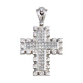Rhodium Plated 925 Sterling Silver CZ Cross Hip Hop Pendant - SLP00167 | Silver Palace Inc.