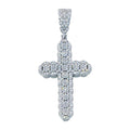 Rhodium Plated 925 Sterling Silver CZ Cross Hip Hop Pendant - SLP00181 | Silver Palace Inc.