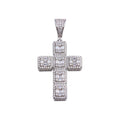 Rhodium Plated 925 Sterling Silver CZ Cross Hip Hop Pendant - SLP00182 | Silver Palace Inc.