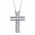 Silver 925 Rhodium Plated CZ Cross Necklace -BGP01346 | Silver Palace Inc.