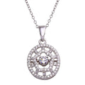 Silver 925 Rhodium Plated CZ Cut Out Clover Design Dancing CZ Necklace - STP01689 | Silver Palace Inc.