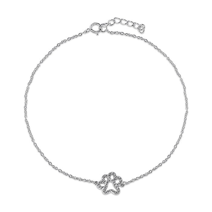 Silver 925 Rhodium Plated CZ Dog Paw Anklet - BGF00039 | Silver Palace Inc.