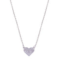 Rhodium Plated 925 Sterling Silver  CZ Encrusted Heart Necklace - BGP01090 | Silver Palace Inc.